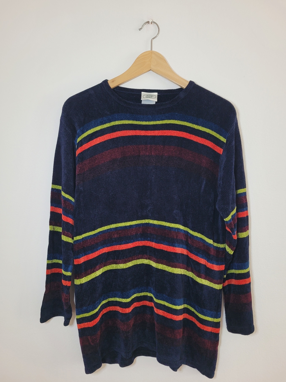 Laura Ashley Vintage Multi-Stripe Long Sleeve Knit Sweater Size Medium